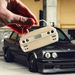 E30-2.jpg Fichier STL BMW E30 Porte-clé vue de face・Modèle à télécharger et à imprimer en 3D