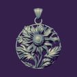 07.jpg STL file SUNFLOWER pendant for casting・3D printer model to download