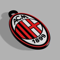 Keychain-Milan-1.jpg Fichier STL Porte-clés - AC Milan・Plan à imprimer en 3D à télécharger