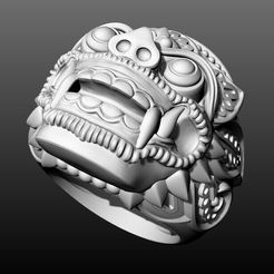 1.jpeg STL file Barong Divine Guardian Ring 3D・Template to download and 3D print