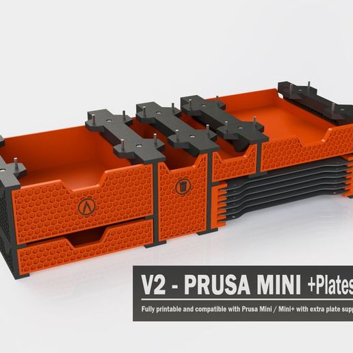 V2-Prusa_Mini_-Plates.jpg Télécharger fichier 3MF Tiroirs d'imprimante pour table basse Ikea • Plan à imprimer en 3D, SolidWorksMaker
