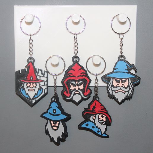 5 Keychains Wizards 3D model