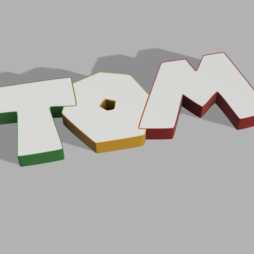 First name TOM Luminous Mario style 3D model