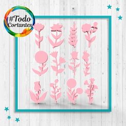 4056-Set-stamp-flores-silueta-3.22.jpg Archivo STL Set stamp flores silueta 4cm・Modelo para descargar y imprimir en 3D