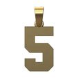 NBA-number-5-pendant-charm-bail-01.jpg NBA Schriftart Nummer 5 Anhänger Charme mit Kaution 3D-Druck Modell