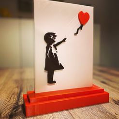 Banksy.jpg STL file 3D frame on stand _ Banksy・Model to download and 3D print