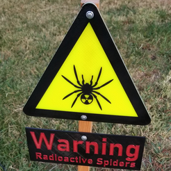 Spidersign.png Free STL file Radioactive Spiders Warning Sign for Halloween・3D print design to download, ewr2san