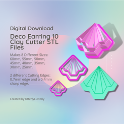 Cover-7.png 3D file Deco Earring 10 Clay Cutter - Earring STL Digital File Download- 8 sizes and 2 Earring Cutter Versions, cookie cutter・3D print object to download