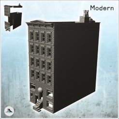 1-PREM.jpg STL file Modern brick building with stairs and small rounded entrance canopy (21) - Downtown Modern WW2 WW1 World War Diaroma Wargaming RPG・3D printing idea to download