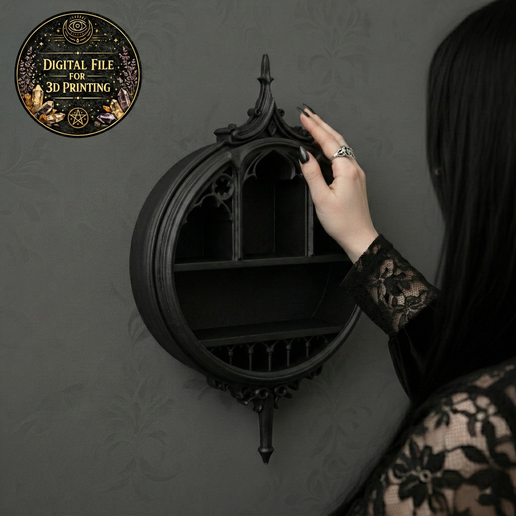 Round Gothic Cathedral Wall Shelf STL – Arched Architectural Niche for 3D Printing