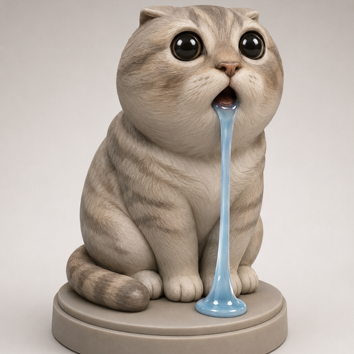 Drooling Meme Cat Statue - Funny Cute Cat 3D Print 3D model