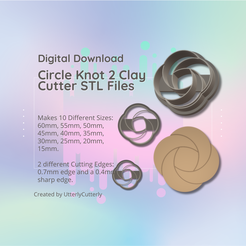 Cover-7.png Clay Cutter STL File Circle Knot 2 - Earring Digital File Download- 10 tamaños y 2 versiones de cortador, cortador de galletas
