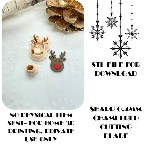 ENVI-Digital-Clay-Tools-3.png Reindeer Polymer Clay Cutter, STL File, Digital Clay Cutter, Christmas Cutter