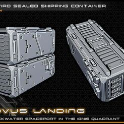 container_lowres.jpg Free STL file Scifi Shipping Container - 28-32mm gaming - Novus Landing・3D print design to download, ec3d