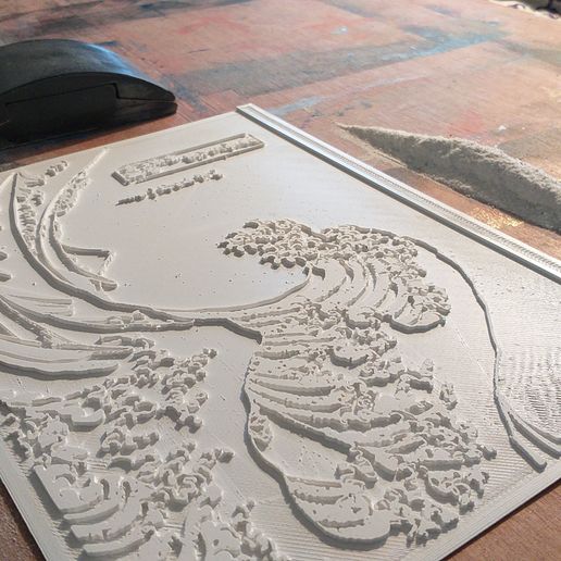 Sanding-The-Great-Wave-plate-number-7.jpg Printastique ! - Set d'impression Ukiyo-e format A4 - Les célèbres "grenouilles grincheuses" - Meika Gafu (1814) par Matsumoto Hoji