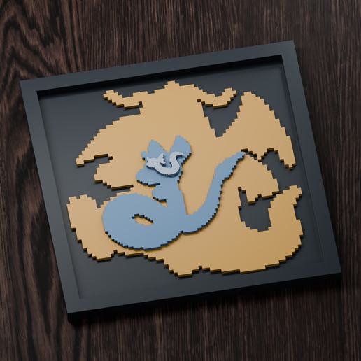 Dragonite Line - Pokemon Silhouette Frame | Gen 3 sprite style | STL