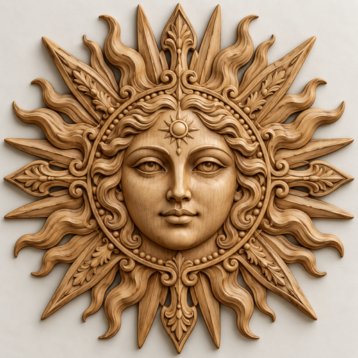Celestial Sun Goddess Face (3D Relief STL File)