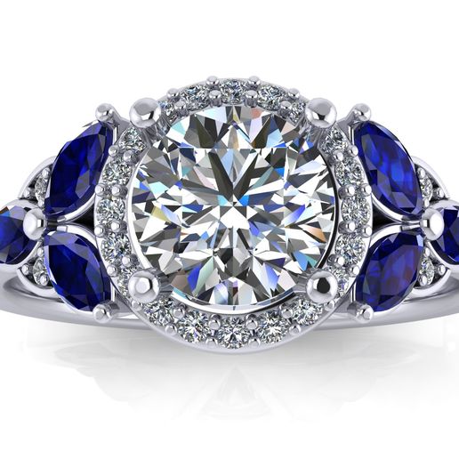 Engagement Ring - Round Diamond Marquise Sided Cocktail Ring 3D model