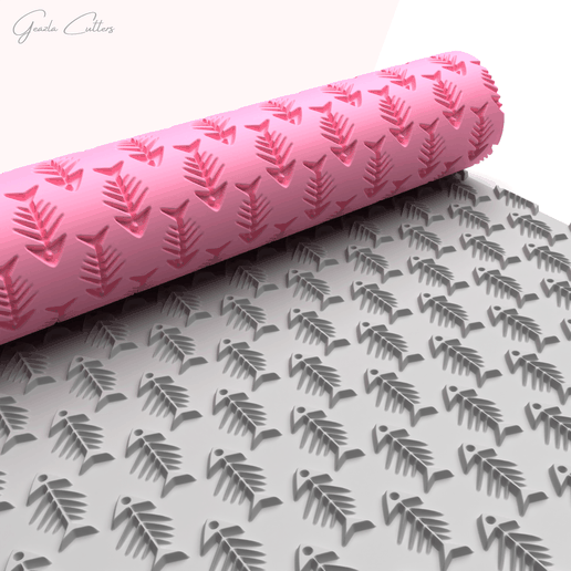 asfasfasf.png Fish Bone Monochrome Texture Roller For Polymer Clay, Fish Clay Texture Roller, Polymer Clay Tool, Printable, Digital STL File, No: 1518