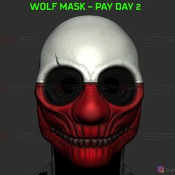 001-Copy.jpg Archivo STL Máscara de lobo - Máscara de Payday 2 - Máscara de Halloween Cosplay・Modelo para descargar y imprimir en 3D