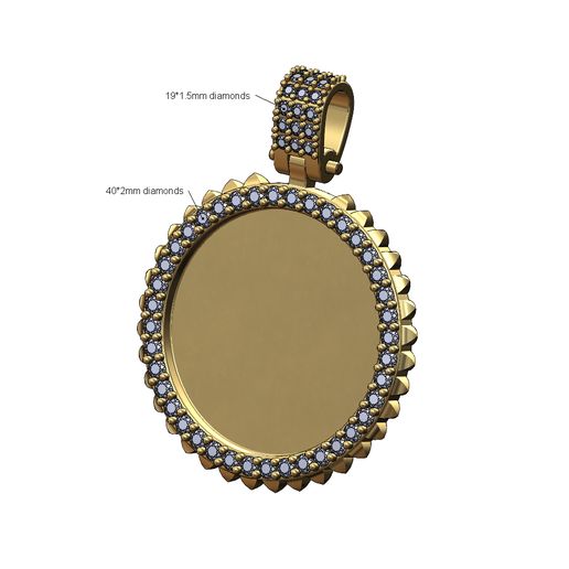 Spikes diamond bail and memory picture pendant 3D print model 3D model