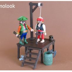 s-l1600-19.jpg STL file GALLOWS WESTERN WESTERN DIORAMAS CUSTOM SCALE PLAYMOBIL FIGURES・Template to download and 3D print, playmolook