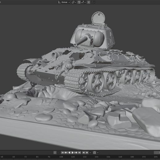 Handcrafted-Soviet-Tank-Art-Model.jpg T-34 Tank Diorama STL - WWII Soviet Tank 3D Print Model