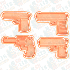 Guns-cookie-cutter-set-of-4.png 3D-Datei Pistolen Ausstechformen 4er Set *・3D-druckbare Vorlage zum herunterladen