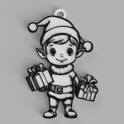 tinker.png Elfe avec le Père Noël Cadeaux de Noël, porte-clés - pendentif - pendentif - boucle d'oreille