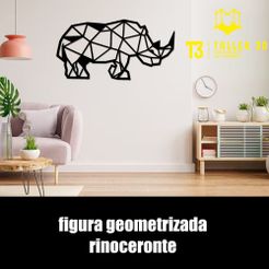 rinoceronte.jpg Archivo STL rinoceronte geometrizado cuadro decoracion・Plan para descargar y imprimir en 3D