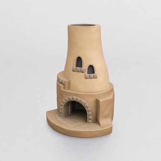 Miniature Rustic Corner Adobe Fireplace STL - Dollhouse Miniature 3D Print File
