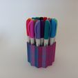 1.jpg Zigzag Rows Pen&Sharpie Holder Stl File, For 24 Sharpies