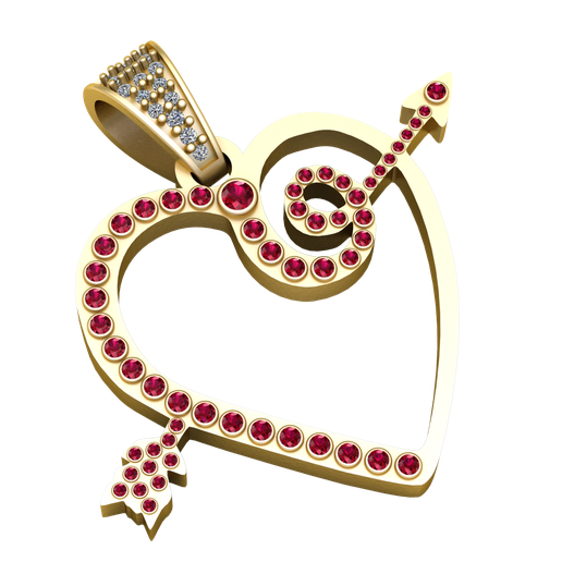 Ruby Heart & Treble Clef Gold Pendant