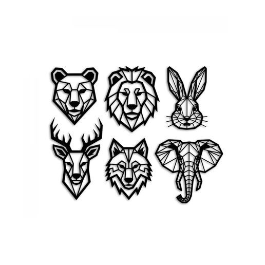 geometric animal head drawing