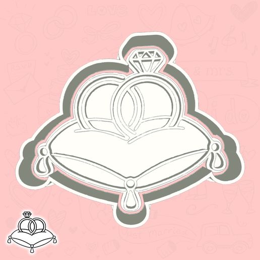 Wedding Day cookie cutters - wedding rings (on pillow) (style 1)