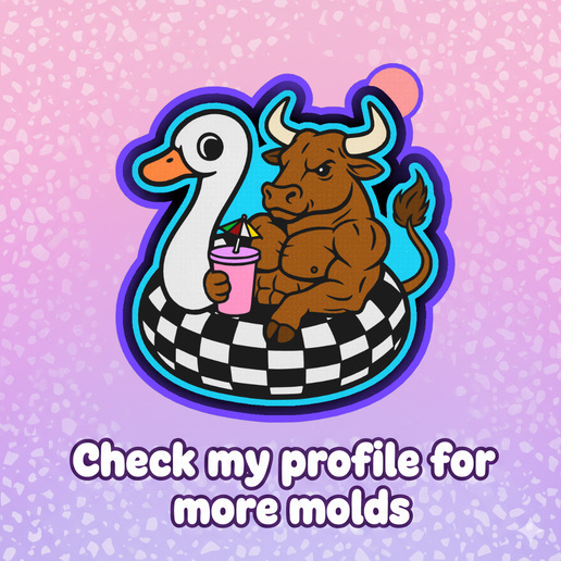 🐂🌊 Poolside Bull checkered Floaty – Freshie, Resin & Candle Mold ✨