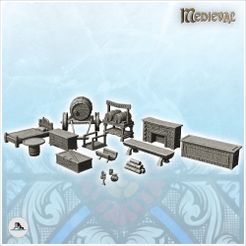 1-PREM.jpg STL file Tavern interior set with barrel, bed and fireplace (5) - Medieval Gothic Feudal Old Archaic Saga 28mm 15mm・3D print model to download