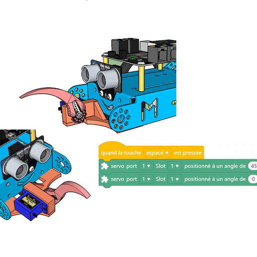 MBOT sabre servomotor support