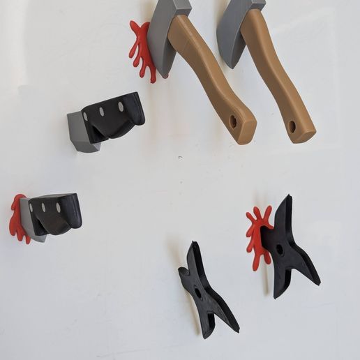 🪓 Set of 6 weapon magnets - Axes, knives and shurikens - STL printable without holder 3D model