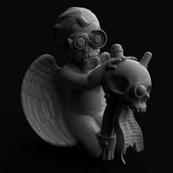 cherub.jpg Fichier STL gratuit Cherub avec crâne servo・Objet à télécharger et à imprimer en 3D, Titanoalfa