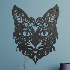 Cat-2.png STL file Cat Wall Art・3D printable design to download