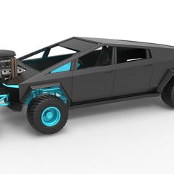 1.jpg Archivo 3D Diecast Tesla Cybertruck tirando de camión 4wd Escala 1:25・Objeto imprimible en 3D para descargar, CosplayItemsRock