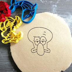 Squidward-spongebob.jpg Archivo STL Bob Esponja Calamardo Cortador de galletas + contorno・Modelo de impresión 3D para descargar