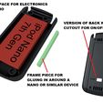 INTERNAL SPACE FOR ELECTRONICS OR iPOD NANO 7th GEN: VERSION OF BACK WITH CUTOUT FOR ON/OFF SWITCH: FRAME PIECE FOR GLUING IN AROUND A NANO OR SIMILAR DEVICE Strange New Worlds Communicator Star Trek