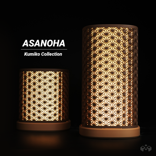 Kumiko Asanoha Lamp / 2 Versions / LED KIT 001 - 3D model önizlemesi