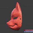 Kitsune_Fox_Mask_3D_print_file_05.jpg Japanese Fox Mask Demon Kitsune Cosplay Mask, Helmet 3D Print Model
