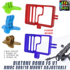 Diatone-Roma-F5-V1-NamelessRC-Naked-GH10-1.jpg STL-Datei Diatone Roma F5 V1 NamelessRC Naked Gopro Hero 9/10/11 Halterung・3D-druckbares Modell zum Herunterladen