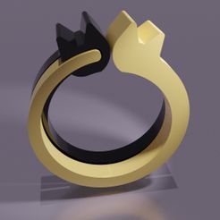 Embraced Cats Ring Render.jpg Anneau des chats enlacés - 3D4Italie - Anycubic3d