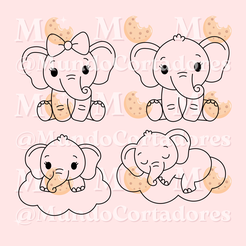 8.png Archivo STL PACK BABY SHOWER CORTADOR Y SELLO DEISY - ELEPHANT CUTTER COOKIES・Plan de impresión en 3D para descargar