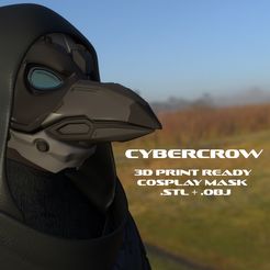 a =i ee oy ae “ COSPLAY MASK ra aero Cyber Crow - cosplay sci-fi mask - digital stl file for 3D-printing